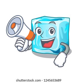 With megaphone Ice cubes shape on the cartoon