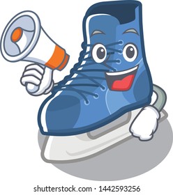 With megaphone ice skate isolated with the mascot