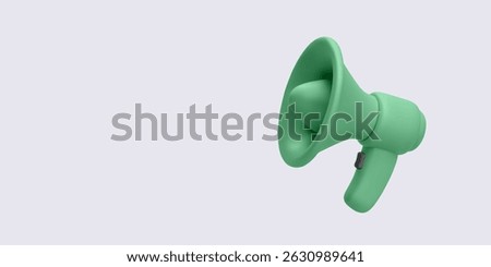 Megaphone Icon, 3D Green Loudspeaker with Modern Minimal Design on Light Background. Ideal for Marketing, Promotion, or Announcement Concepts. Vector Illustration.