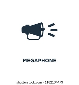 Megaphone icon. Black filled vector illustration. Megaphone symbol on white background. Can be used in web and mobile.
