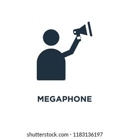Megaphone icon. Black filled vector illustration. Megaphone symbol on white background. Can be used in web and mobile.