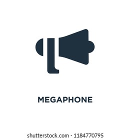 Megaphone icon. Black filled vector illustration. Megaphone symbol on white background. Can be used in web and mobile.