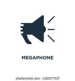 Megaphone icon. Black filled vector illustration. Megaphone symbol on white background. Can be used in web and mobile.