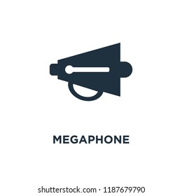 Megaphone icon. Black filled vector illustration. Megaphone symbol on white background. Can be used in web and mobile.