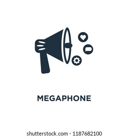 Megaphone icon. Black filled vector illustration. Megaphone symbol on white background. Can be used in web and mobile.