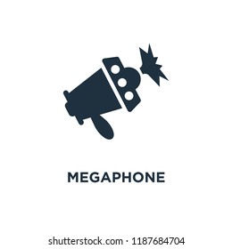 Megaphone icon. Black filled vector illustration. Megaphone symbol on white background. Can be used in web and mobile.