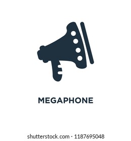 Megaphone icon. Black filled vector illustration. Megaphone symbol on white background. Can be used in web and mobile.