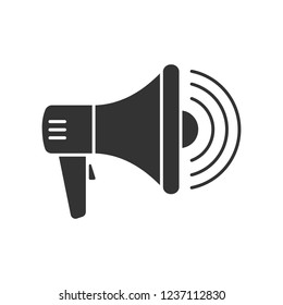 Megaphone icon. Black sign megaphone isolated on white background. Flat symbol. Vector illustration