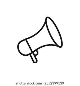 Signo de contorno de Vector blanco y negro del icono del megáfono