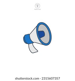 Icono de megáfono. Una audaz y llamativa ilustración vectorial de un megáfono, que simboliza los anuncios, la comunicación y los mensajes de difusión.