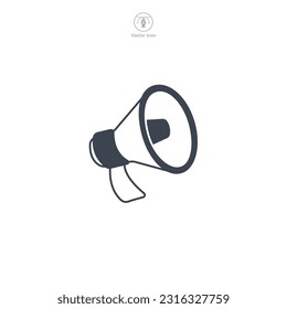 Megaphone icon. A bold and attention-grabbing vector illustration of a megaphone, symbolizing announcements, communication, and broadcasting messages.