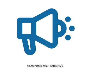 Megaphone icon bold lines. Blue clear. Advertisement message or news