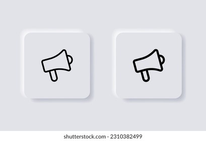 megaphone icon button, loudspeaker megaphones ads promotion advertising icons - Speaker icon - 3D vector neumorphism buttons neumorphic design