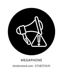Megaphone Icon Button Mini Illustration, Use For Modern Concept, Print, Ui, Ux Kit, Web And App Development. Vector Related To Firefighter, Rescue And More