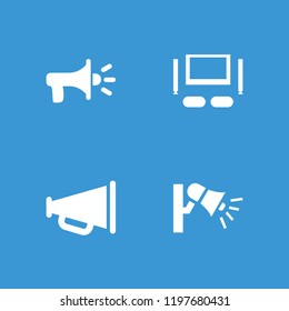Megaphone icon. collection of 4 megaphone filled icons such as . editable megaphone icons for web and mobile.