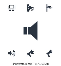 Megaphone icon. collection of 7 megaphone filled icons such as volume. editable megaphone icons for web and mobile.