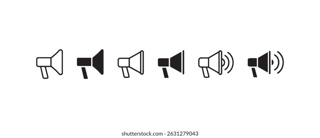 Colección de icono de megáfono en Vector de estilo plano
