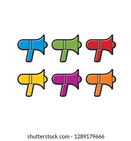 megaphone icon color variations isolated on white vector illustration