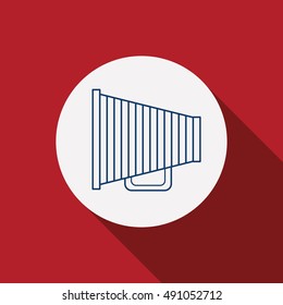 Megaphone icon. Communication announce and message theme. Red background. Vector illustration