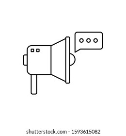 Megaphone icon. Concept of advertising, announcement and marketing. Outline thin line flat illustration. Isolated. 