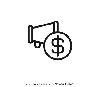 Megaphone icon concept. Modern outline high quality illustration for banners, flyers and web sites. Editable stroke in trendy flat style. Line icon of megaphone 