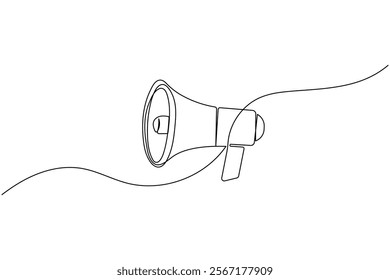 Megaphone icon continuous one line drawing of isolated outline flat vector illustration