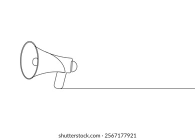 Megaphone icon continuous one line drawing of isolated outline flat vector illustration