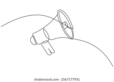 Megaphone icon continuous one line drawing of isolated outline flat vector illustration