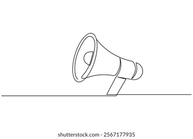 Megaphone icon continuous one line drawing of isolated outline flat vector illustration