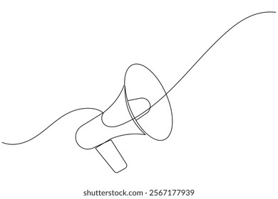 Megaphone icon continuous one line drawing of isolated outline flat vector illustration