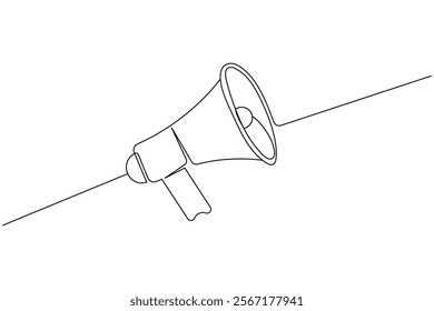 Megaphone icon continuous one line drawing of isolated outline flat vector illustration