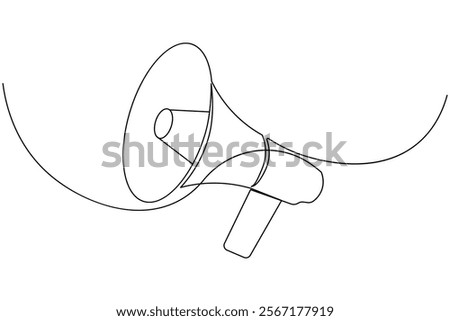 Megaphone icon continuous one line drawing of isolated outline flat vector illustration