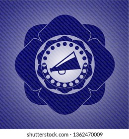 megaphone icon with denim texture