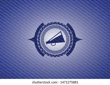 megaphone icon with denim texture