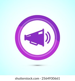 Megaphone icon design illustration, Loudspeaker icon, Shout announce sign. Promotion annoucement. Pink Color Button Design