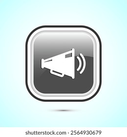 Megaphone icon design illustration, Loudspeaker icon, Shout announce sign. Promotion annoucement. Gray Color Square Button Design