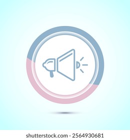 Megaphone icon design illustration, Loudspeaker icon, Shout announce sign. Promotion annoucement. Pastel Color Button Design