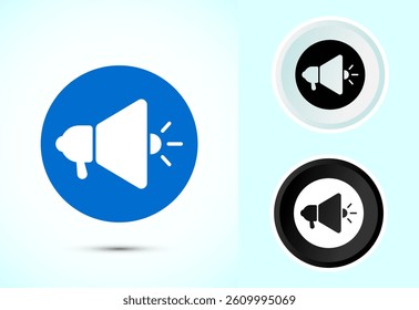 Megaphone icon design illustration, Loudspeaker icon, Shout announce sign symbol in color black and white