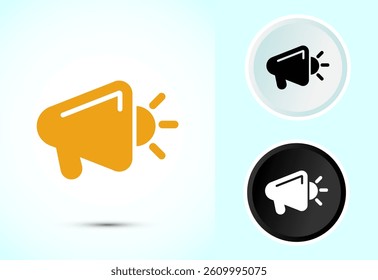 Megaphone icon design illustration, Loudspeaker icon, Shout announce sign symbol in color black and white