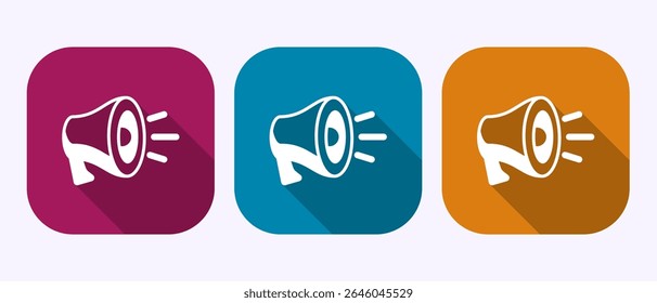 Megaphone icon design illustration, Loudspeaker icon, Shout announce sign in shadow button design