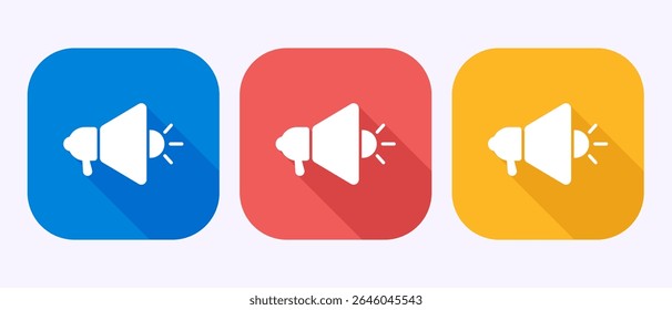 Megaphone icon design illustration, Loudspeaker icon, Shout announce sign in shadow button design