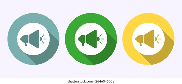 Megaphone icon design illustration, Loudspeaker icon, Shout announce sign in shadow button design