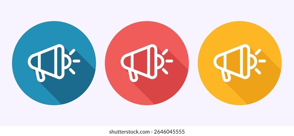Megaphone icon design illustration, Loudspeaker icon, Shout announce sign in shadow button design