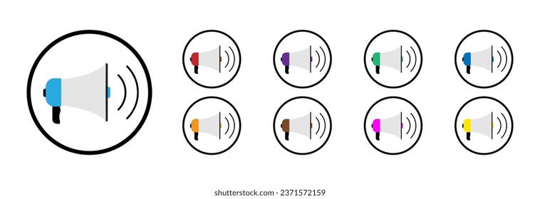 Megaphone icon in different colors.