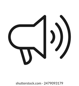 Megaphone icon. Electric megaphone symbol with sound. Loudspeaker megaphone. Advertising concept. 