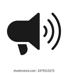 Megaphone icon. Electric megaphone symbol with sound. Loudspeaker megaphone. Advertising concept. 