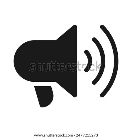 Megaphone icon. Electric megaphone symbol with sound. Loudspeaker megaphone. Advertising concept. 