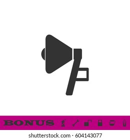 Megaphone icon flat. Black pictogram on white background. Vector illustration symbol and bonus button