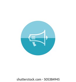 Megaphone icon in flat color circle style. Electric loudspeaker
