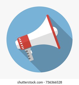 Megaphone icon flat design vector, cartoon social media marketing concept